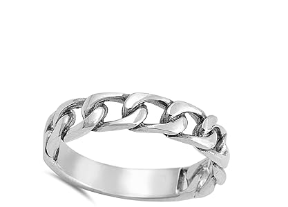 【Vintage】CHAIN LINK 925 SILVER RING 16号 Classic Curb Link Chain Sterling Silver Ring-7 | eBay